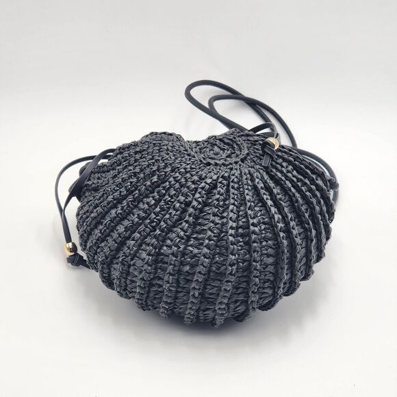 H&M RARE Shell Shaped Straw Rattan Drawstring Crossbody Bag - Picture 6 of 11